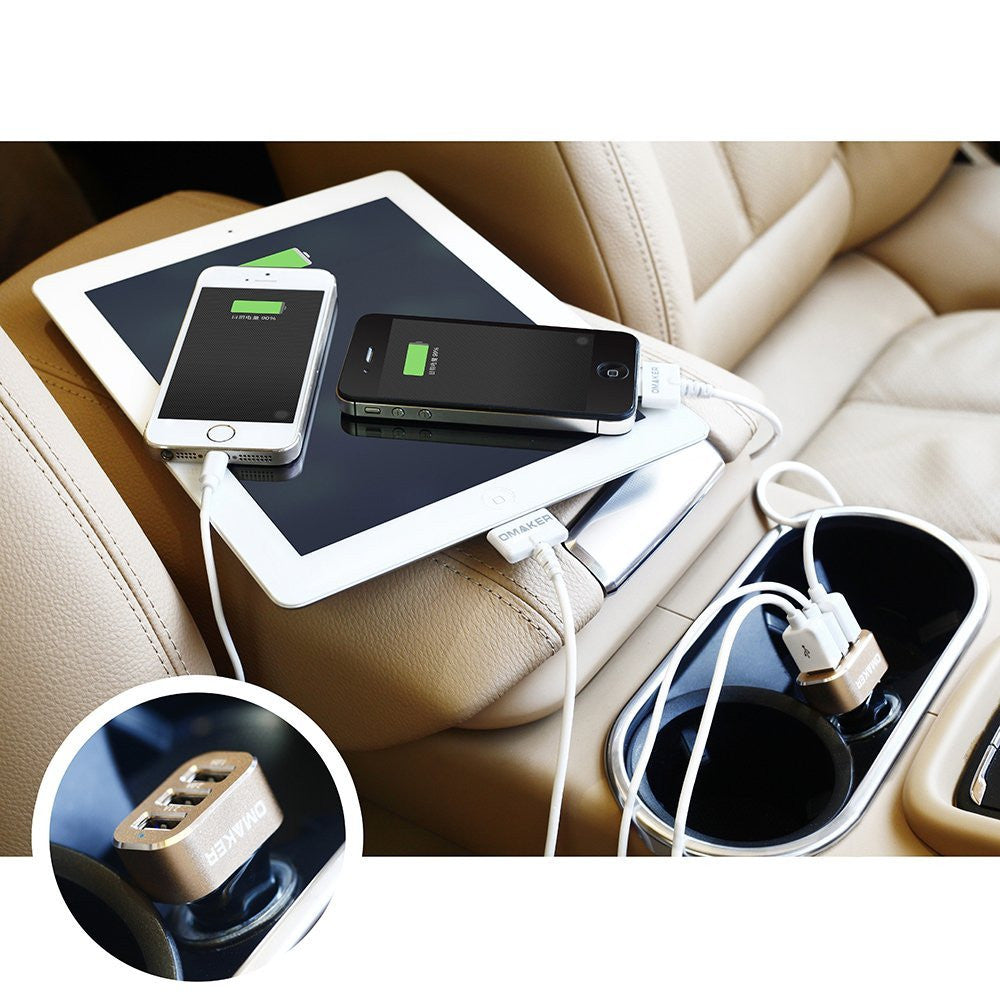 High-Speed 3-Port 5.1-Amp USB Car Charger