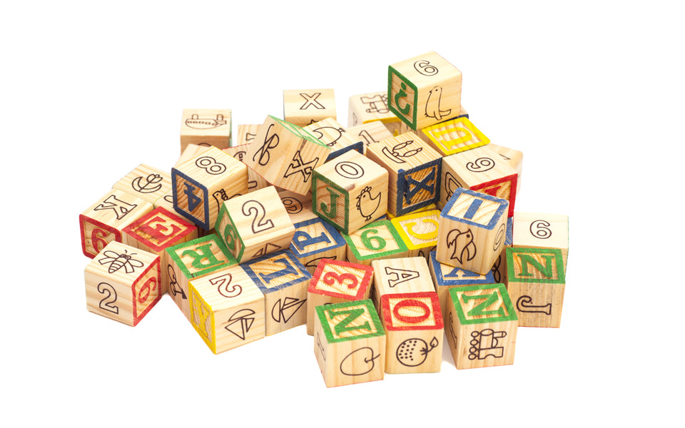 30 Piece Wooden Letters and Numbers Building Educational Blocks