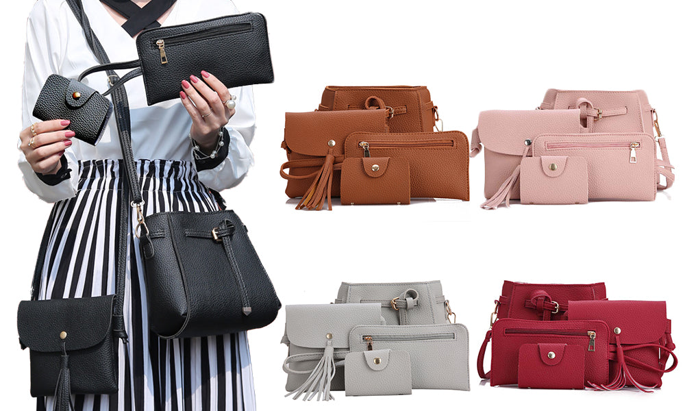 4 Piece Tote Hand Bag Set