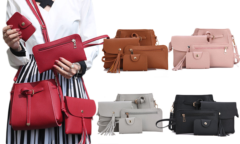 4 Piece Tote Hand Bag Set