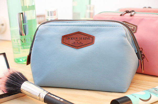 Un Jour De Reve Winner Small Blue Designer Toiletry Bag Cosmetic Makeup Bag