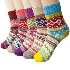 Open image in slideshow, 5 Pairs Ladies Winter Wool Socks
