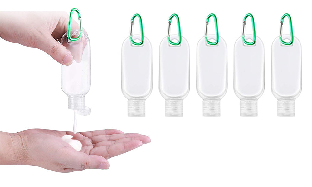 5-Pack 50ml Clip On Refillable Hand Sanitizer Containers