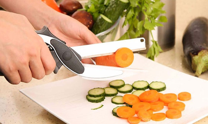 2 in 1 Knife & Cutting Board Food Scissors