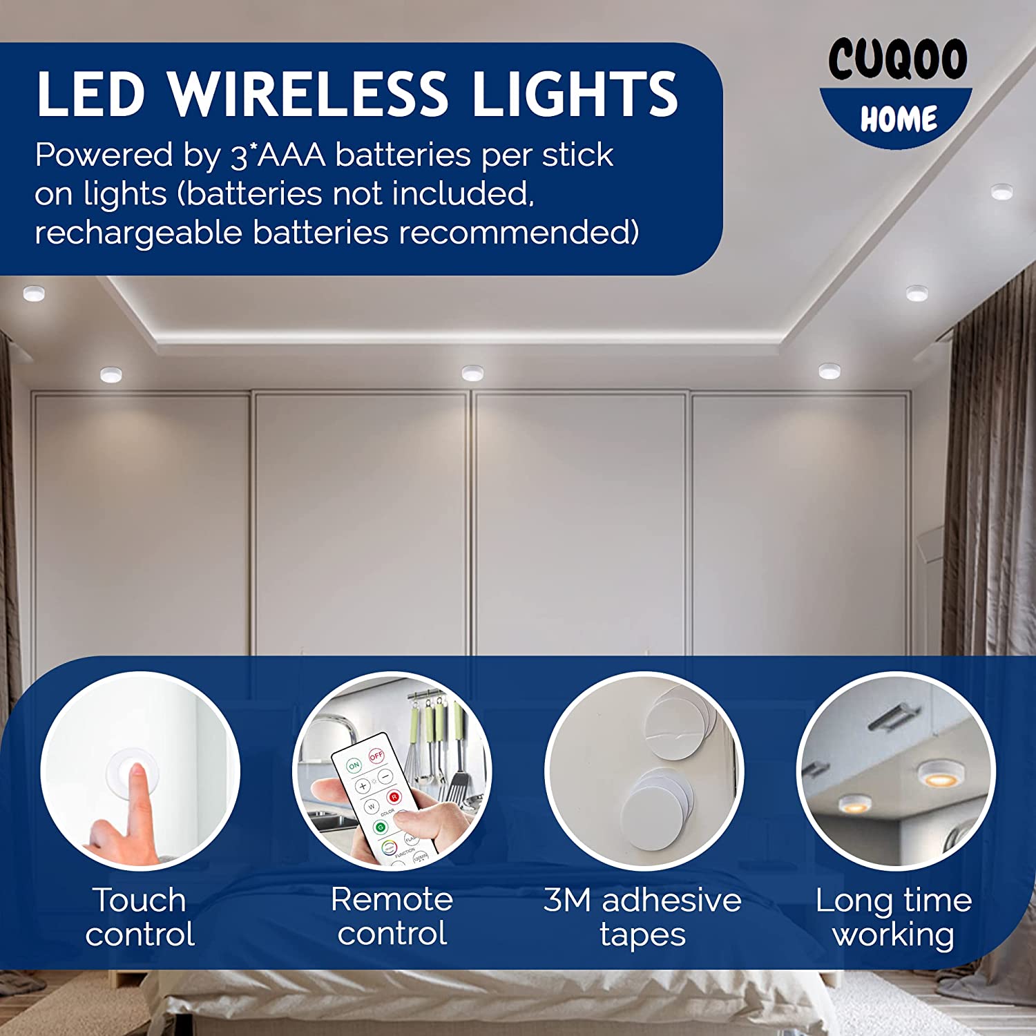 16 Colour LED Wireless Under Cabinet Lighting With Remote