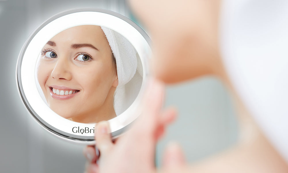 GloBrite LED 7x Magnifying Bathroom Suction Mirror