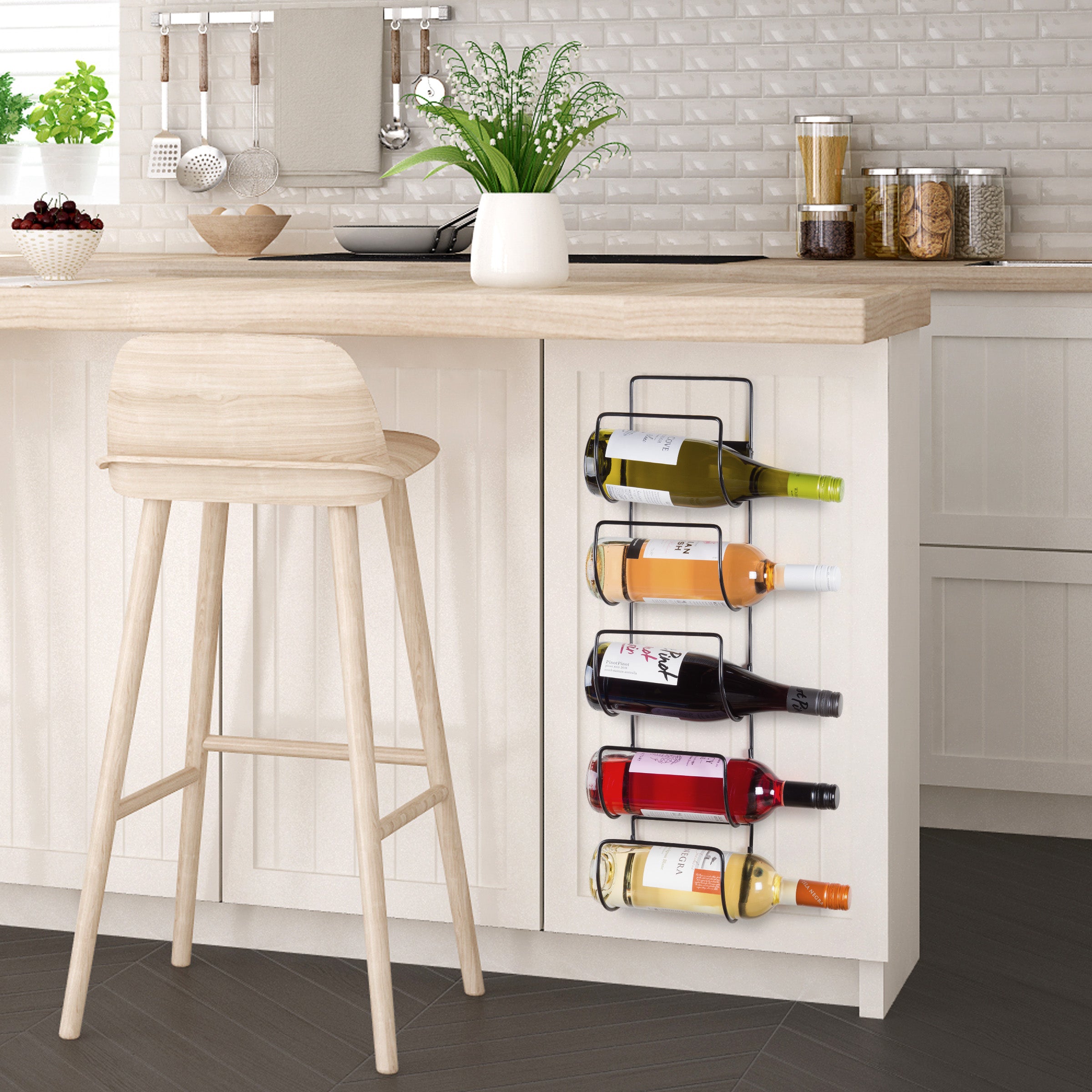 Mounted Metal 5 Bottle Wine Rack