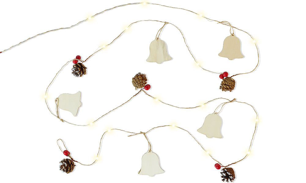 GloBrite 30 LED Pine Cone & Bell Christmas String Light