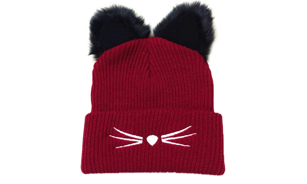 Womens Knitted Cat Ear Beanie