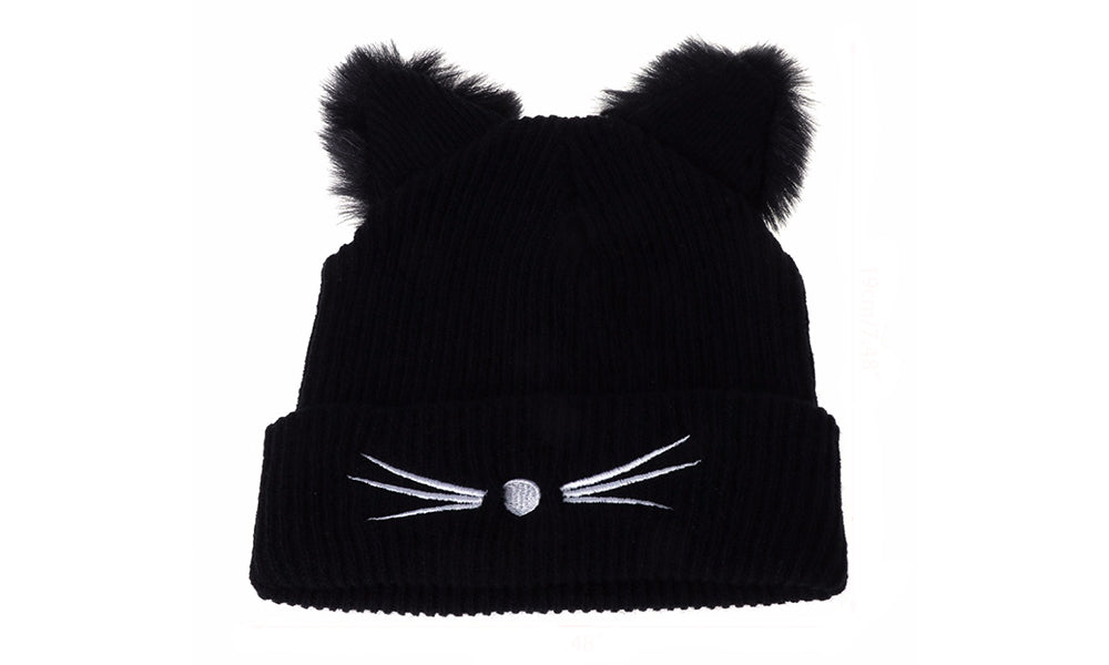 Womens Knitted Cat Ear Beanie