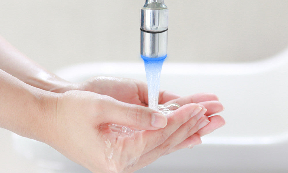 LED Water Faucet Stream Light Temperature Sensor 3 Colour Change Green Red Blue