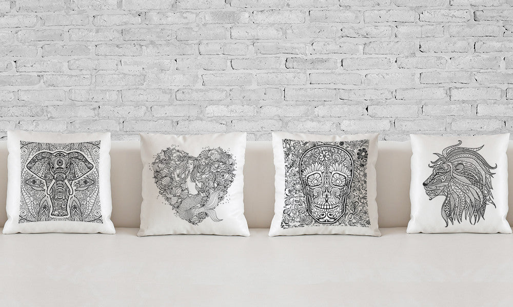 Graffiti Pillow Covers With 12 Colouring Pens (8 Fantastic Designs)