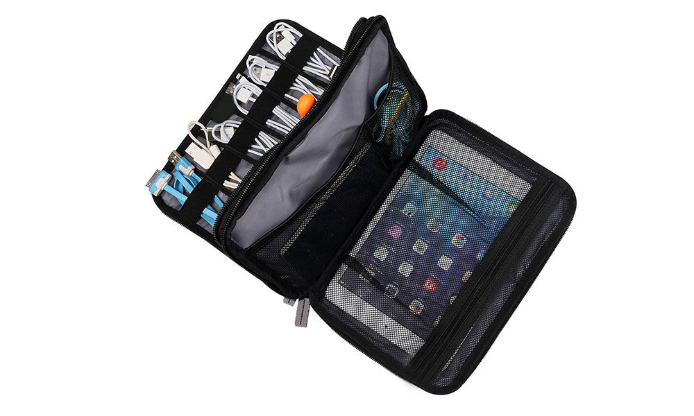 Double Layer Travel Tablet and Electronics Organiser