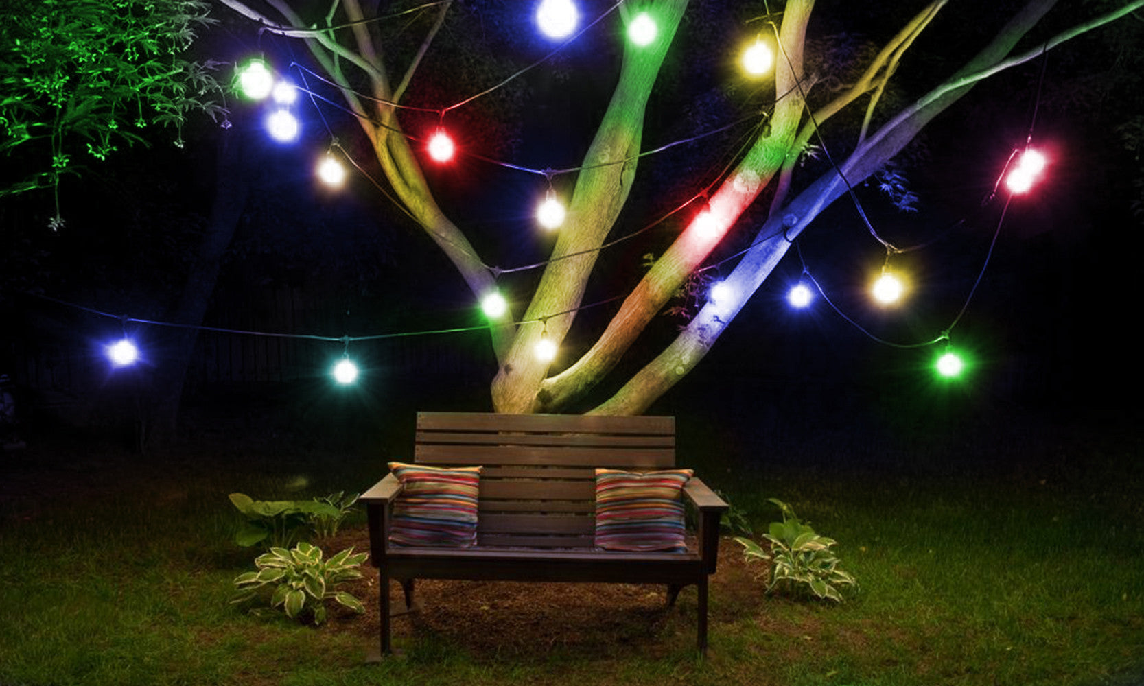 Solar Powered Outdoor Colour Festoon Retro Bulb String Lights