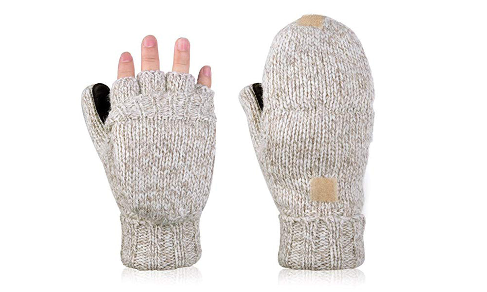 Winter Warm Wool Half-finger Mitten Gloves