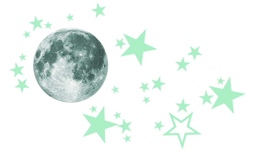 28pc Glow In The Dark Moon Wall Stickers