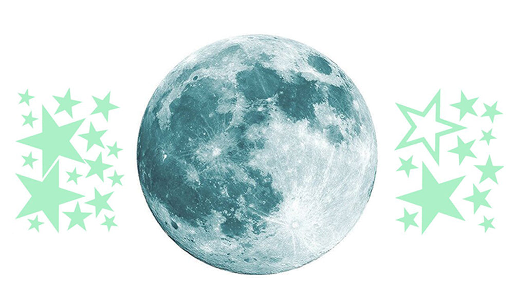 28pc Glow In The Dark Moon Wall Stickers