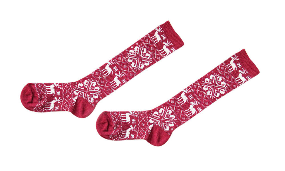 Ladies Cotton Rich Fairisle Design Thermal Knee High Socks V2