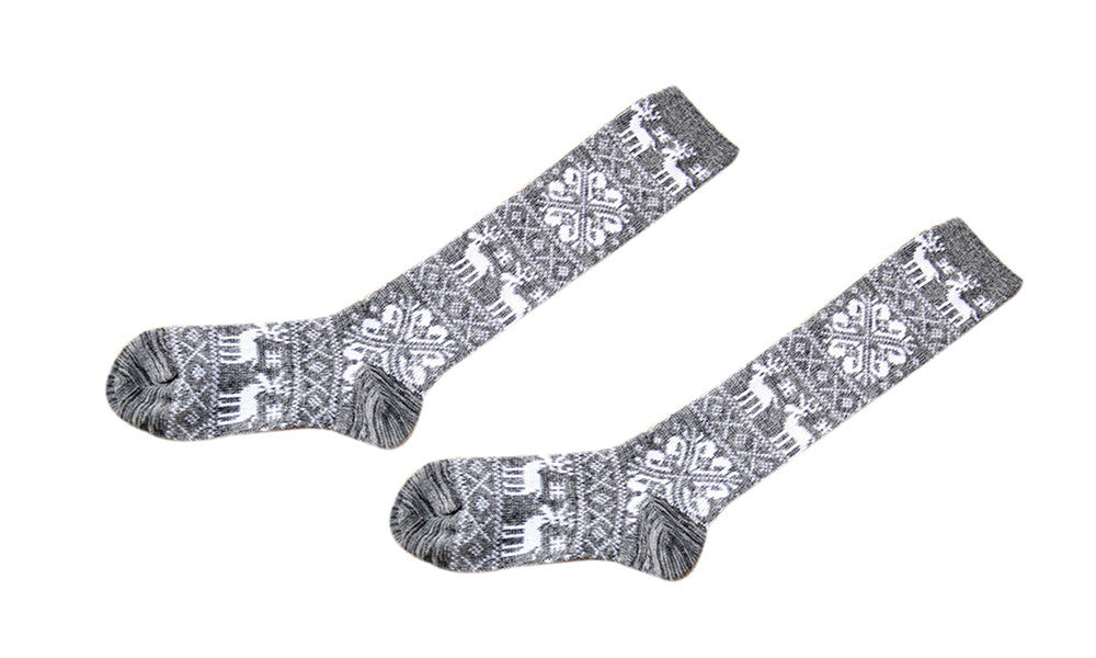 Ladies Cotton Rich Fairisle Design Thermal Knee High Socks V2