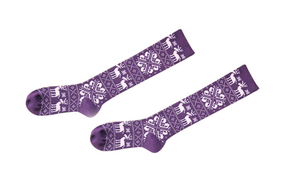 Ladies Cotton Rich Fairisle Design Thermal Knee High Socks V2