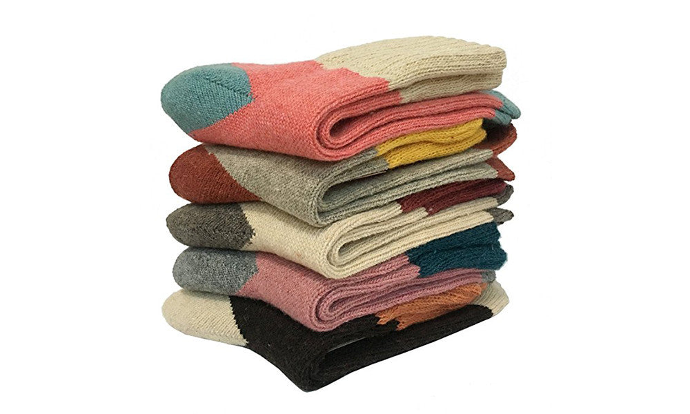 Ladies Cotton Rich Multicoloured Middle Thickness All Season Socks (5 Pack Assorted)