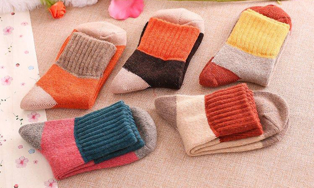 Ladies Cotton Rich Multicoloured Middle Thickness All Season Socks (5 Pack Assorted)