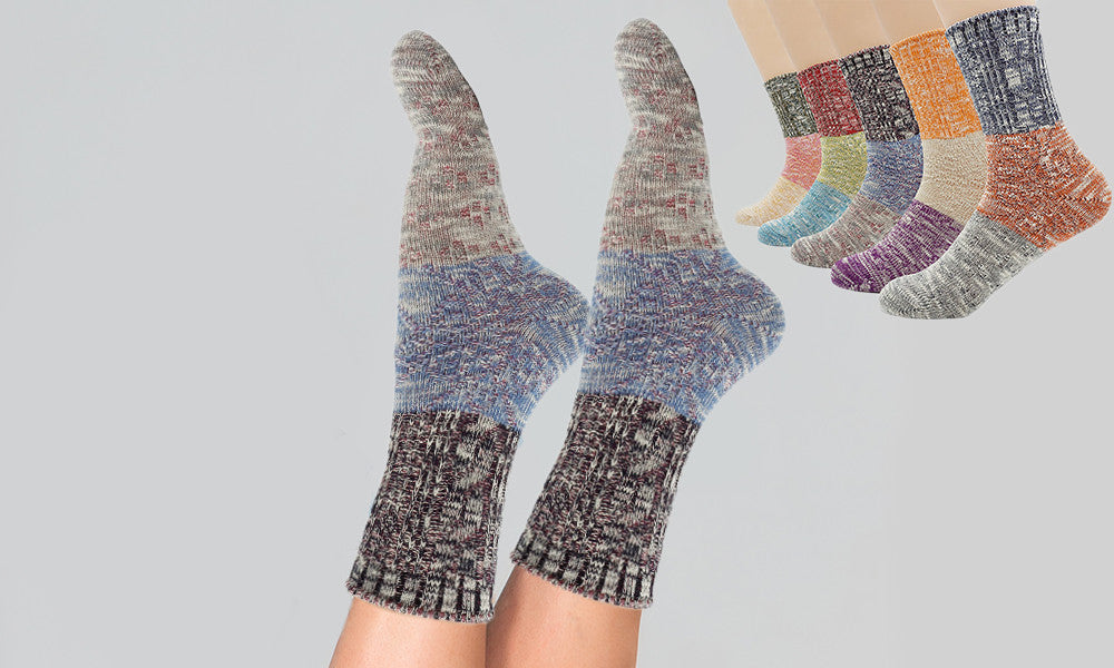 Ladies Multicolour Cotton Rich Crew Socks (5 Pack)