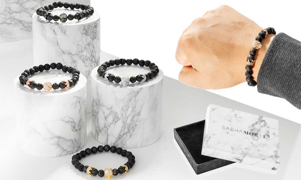 Sasha Morel - Lavastone Skull and Crown Bracelet
