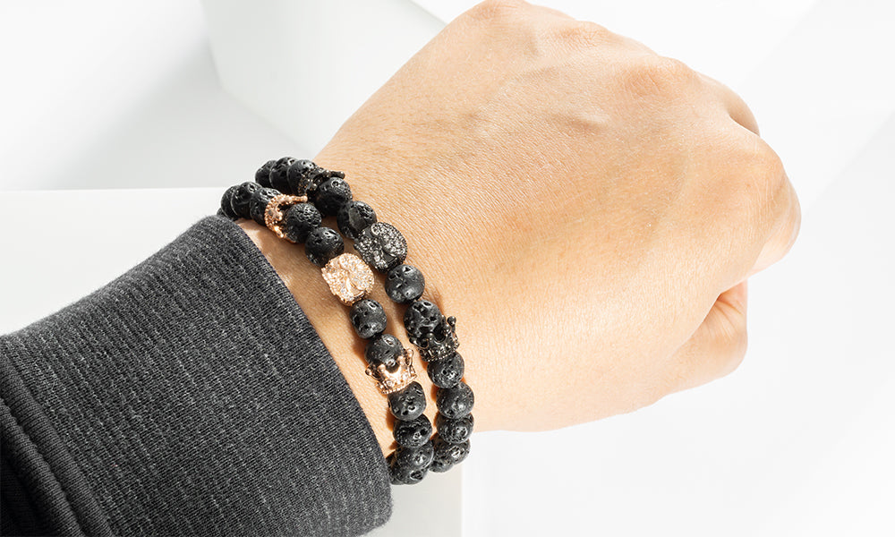Sasha Morel - Lavastone Skull and Crown Bracelet