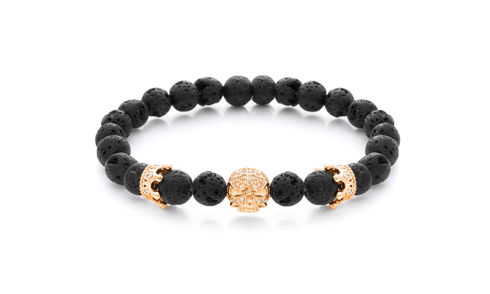 Sasha Morel - Lavastone Skull and Crown Bracelet