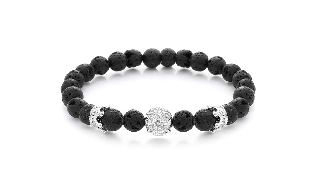 Sasha Morel - Lavastone Skull and Crown Bracelet
