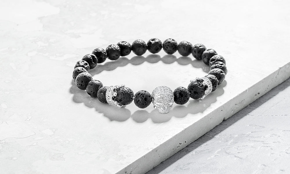 Sasha Morel - Lavastone Skull and Crown Bracelet