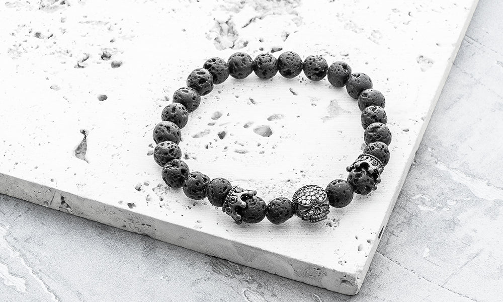 Sasha Morel - Lavastone Skull and Crown Bracelet