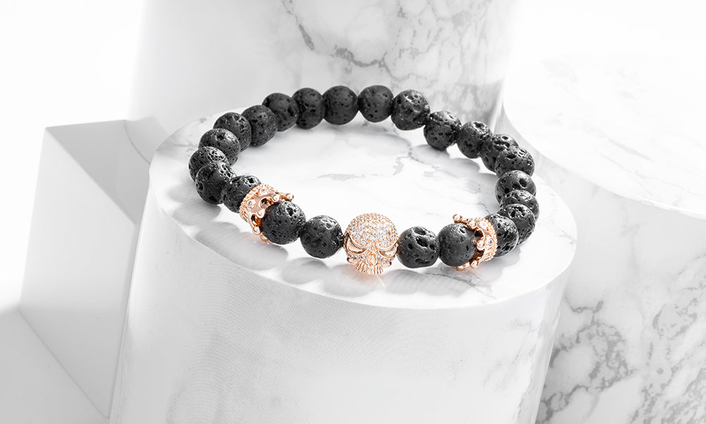 Sasha Morel - Lavastone Skull and Crown Bracelet