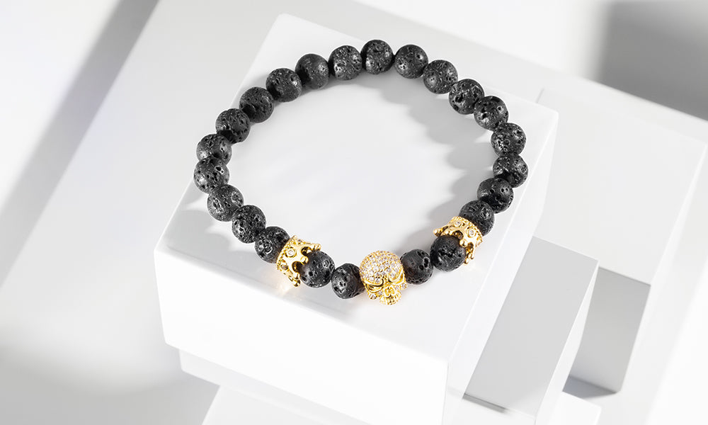 Sasha Morel - Lavastone Skull and Crown Bracelet