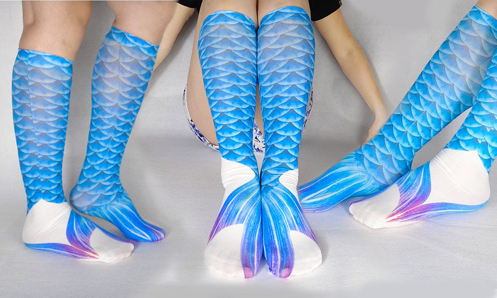 Ladies Knee-High Mermaid Print Socks