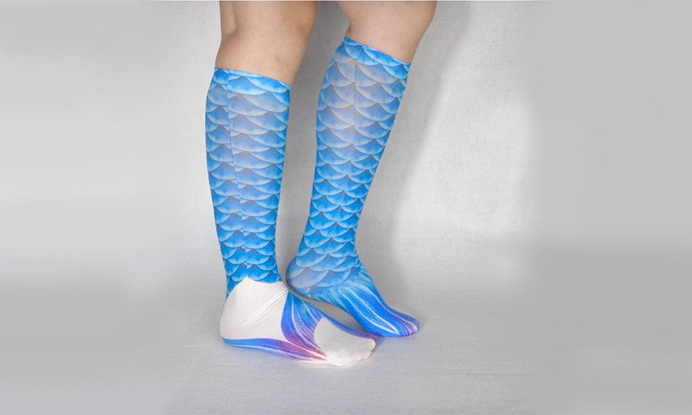 Ladies Knee-High Mermaid Print Socks