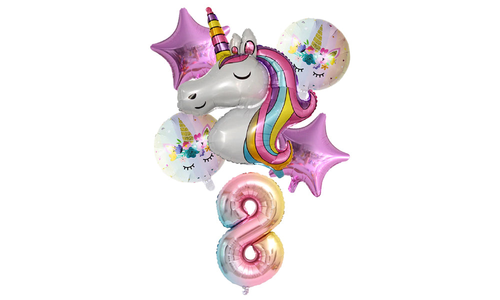 Numbered 6pc Unicorn Balloon