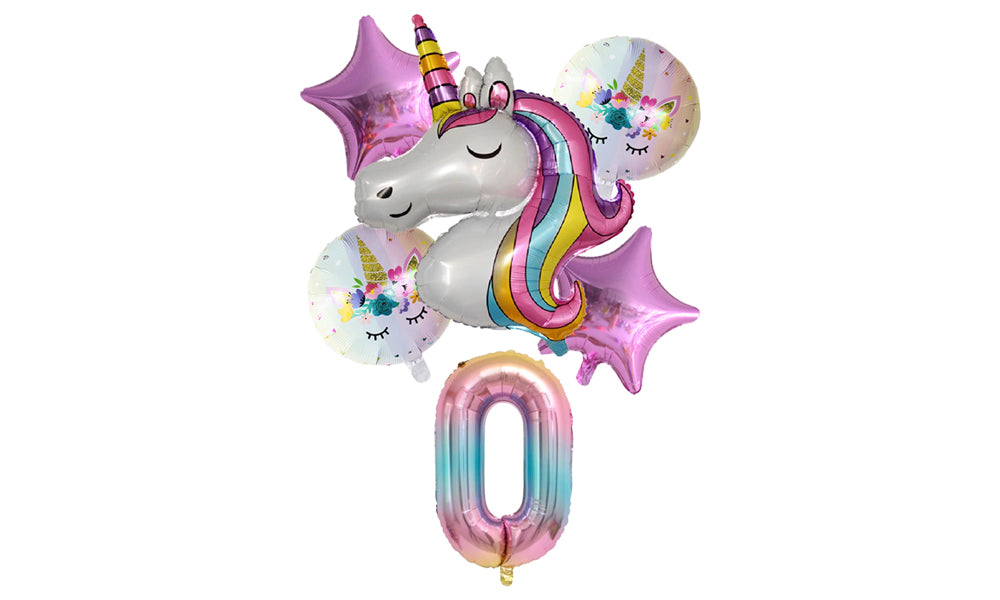 Numbered 6pc Unicorn Balloon