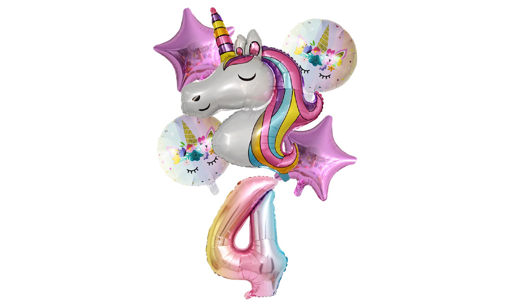 Numbered 6pc Unicorn Balloon