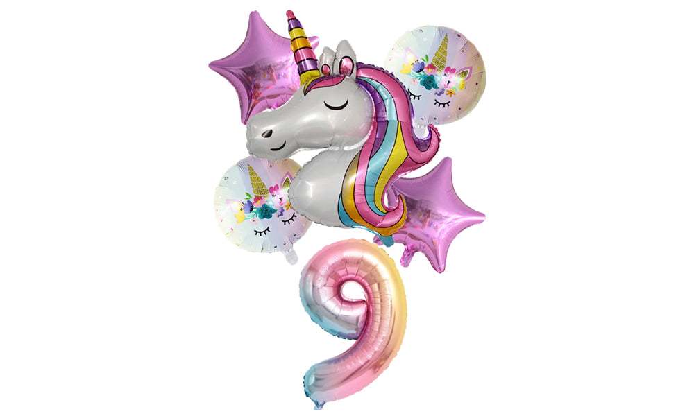 Numbered 6pc Unicorn Balloon