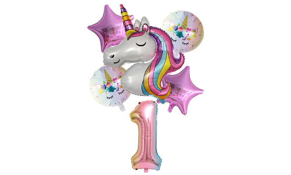 Numbered 6pc Unicorn Balloon
