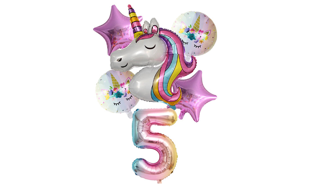 Numbered 6pc Unicorn Balloon