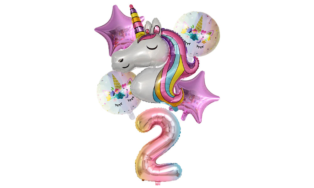 Numbered 6pc Unicorn Balloon