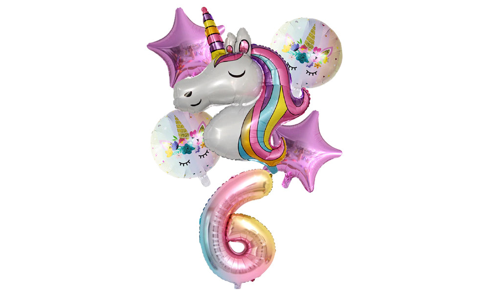 Numbered 6pc Unicorn Balloon