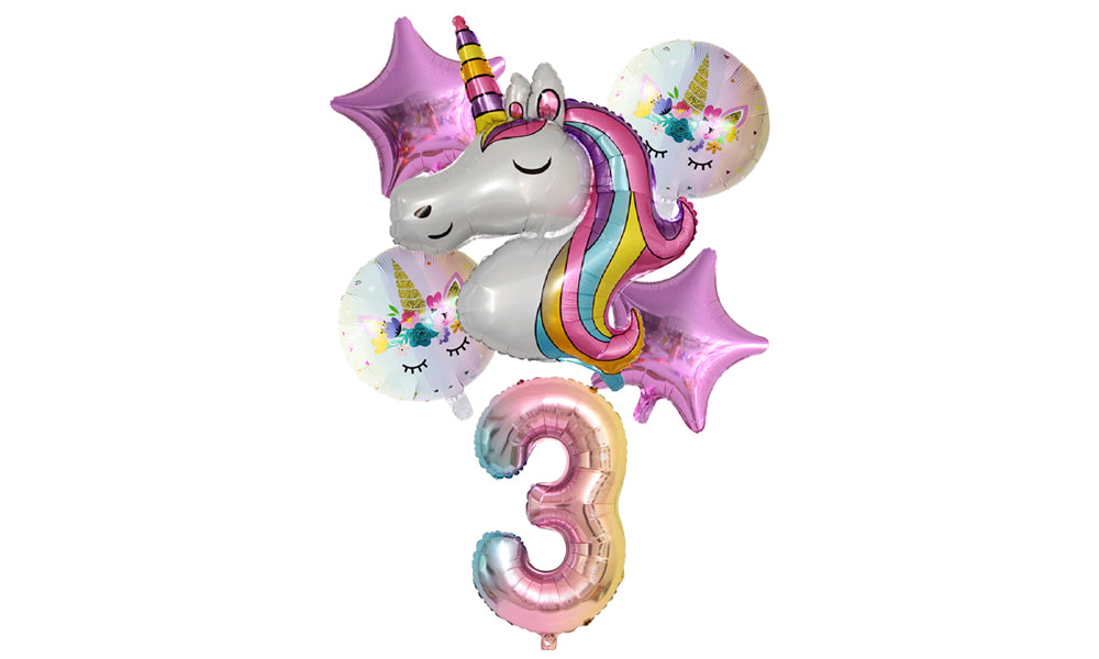 Numbered 6pc Unicorn Balloon