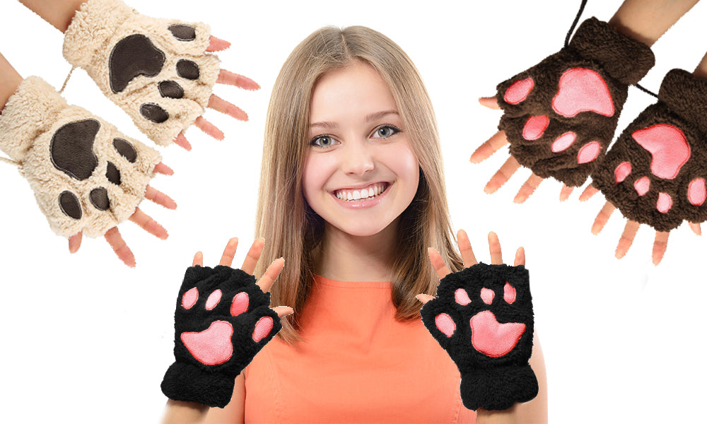 Fingerless Paw Winter Gloves