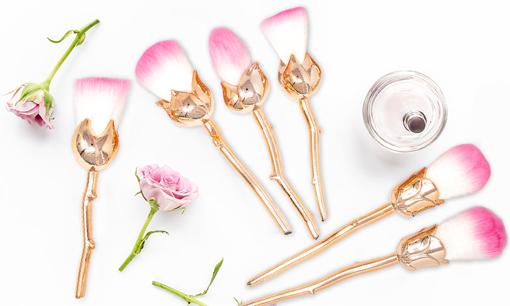 6 Piece Flower Make up Brushes