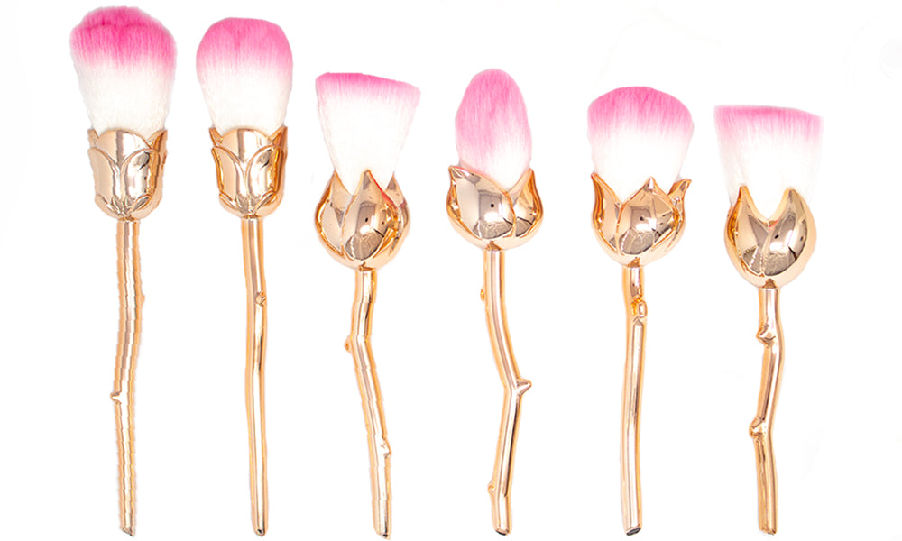 6 Piece Flower Make up Brushes