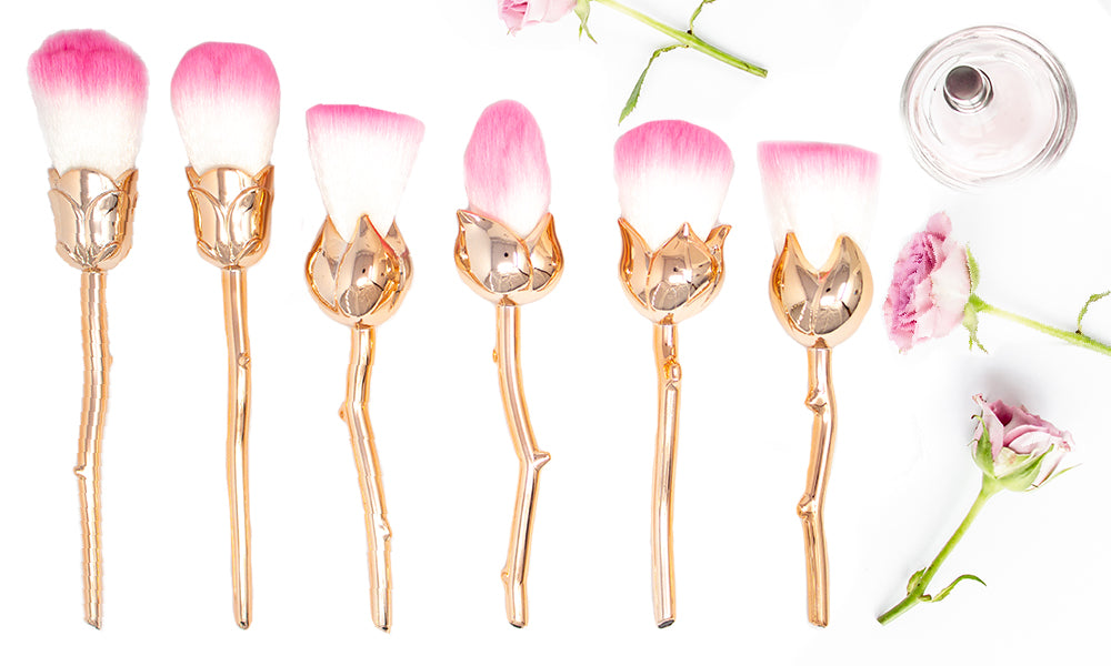 6 Piece Flower Make up Brushes